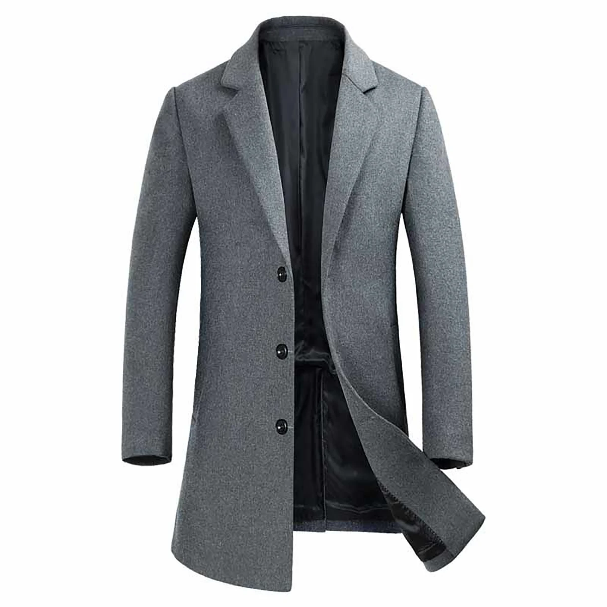 

Woolen Coats Overcoat Jacket Men Winter Cardigans Blends Coat Flight Suit Coat Thick Fleece Long Solid Color Pure Button Jackets