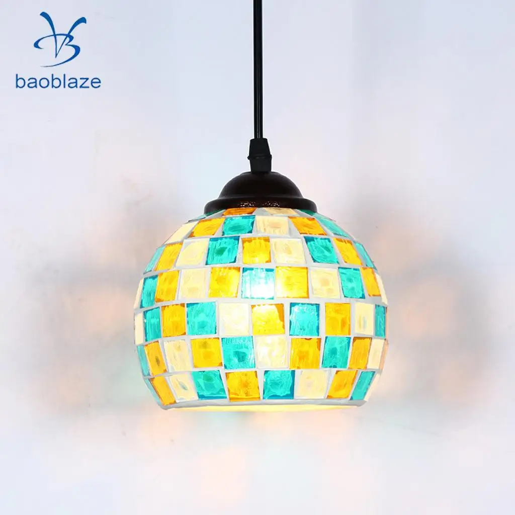 Vintage Hanging Light Mosaic Design Pendant Ceiling Lampshade Stained Glass 6#