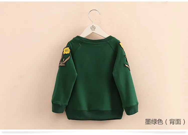 2018 Spring Autumn 2-10 Years Old Children'S Birthday Gift Long Sleeve Green Embroidery Flower Coat Baby Kids Sweatshirt Girl (8)