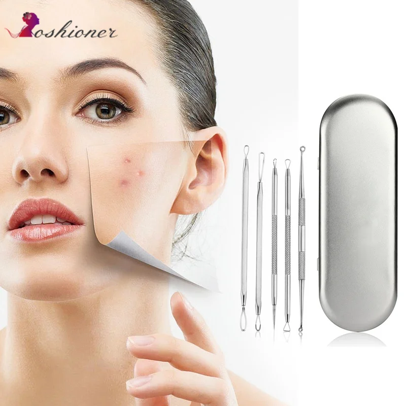 

OSHIONER 5Pcs Stainless Steel Blackhead Remover Tool Kit Acne Pimple Comedone Extractor Spot Remover Facial Care Skin Protect
