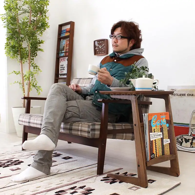

Japanese personality coffee table sofa with side table living room creative simple solid wood small side table