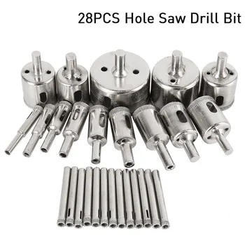 

28Pcs/Set Diamond Drill Bit Hollow Drill Hole Saw Bit 6-50mm for Marble Tile Glass --M25