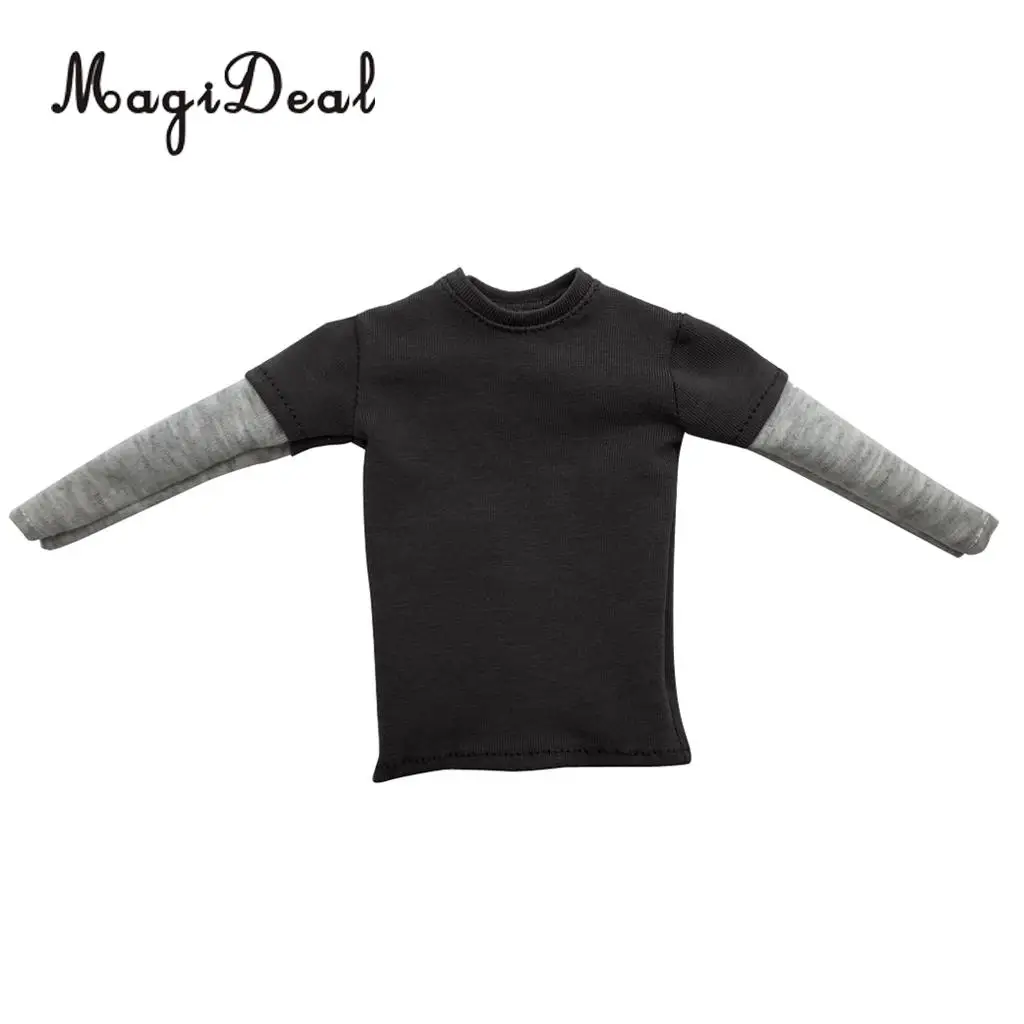 MagiDeal 1/6 Scale Mens Red Double Sleeve Long T-shirt Clothes for 12 Inch Male Action Figure Body   3Colors