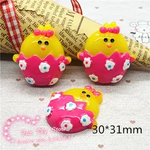 Заколки для волос на пасхальную тему с изображением кролика и ярко-розовый цвет куриное яйцо Кабошон плоское основание Скрапбукинг 50 шт./лот 31*30 мм