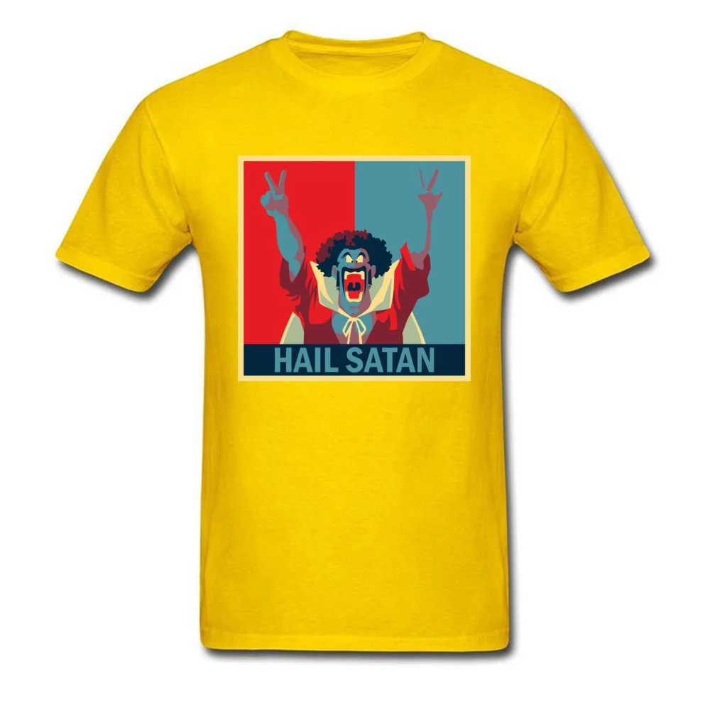 Hail Satan Tshirts Funny Short Sleeve 2018 Discount Round Collar 100% Cotton Tops Tees Summer Sweatshirts for Men Lovers Day Hail Satan yellow