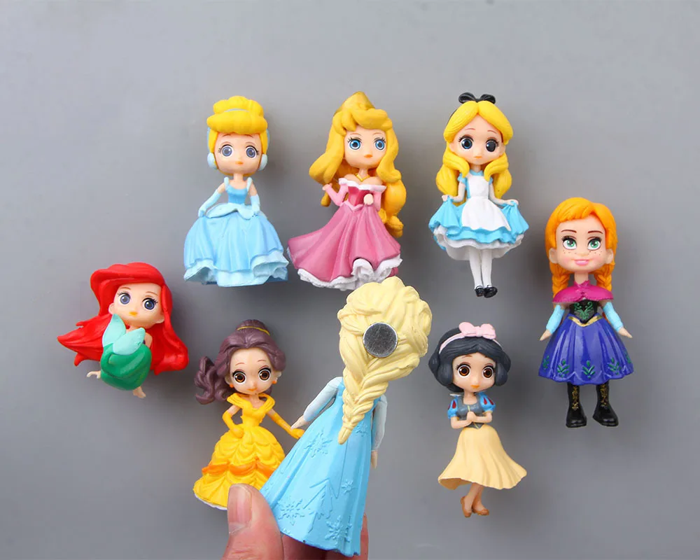 Frozen Fridge Magnets 3d People Souvenir Mermaid Snow White Princess Aisha PVC Magnetic Sticker Kids Fridge sticker Decora