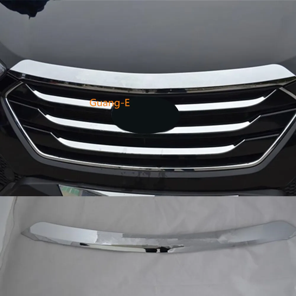 

Car cover Bumper engine ABS chrome trim Front Grid Grill Grille frame edge 1pcs for Hyundai IX45 SantaFe Santa Fe 2013-2018