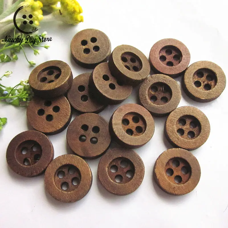 11mm 4 Agujero Botones de Madera Oscura 25 por paquete
