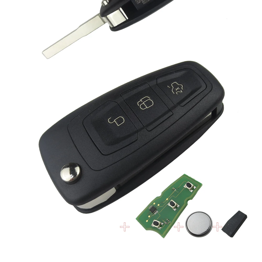 OkeyTech 3 кнопки дистанционного управления автомобильный брелок для ключей 433 МГц 4D63 чип флип Fodling брелок без ключа для Ford Focus Fiesta HU101 Blade