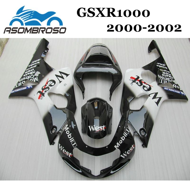 Полный обтекатель наборы для 2000 2001 2002 Suzuki K2 GSXR1000 00 01 02 GSXR 1000 черный WEST тела ремонт