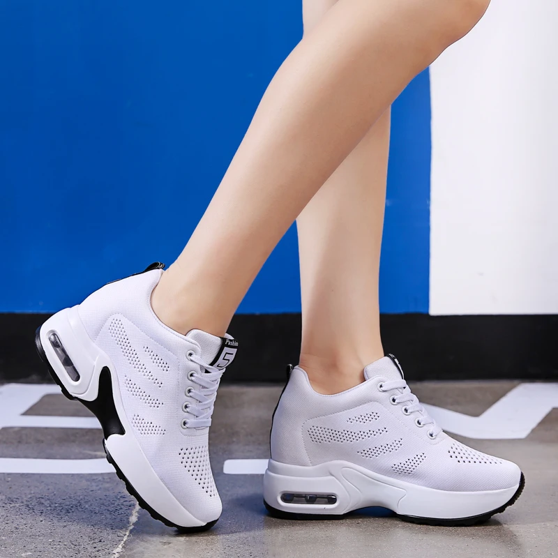Breathable Flying Knitting Women Sneakers Hide Heel Fashion Sneakers Women Platform Casual Shoes zapatillas mujer XZ136 (21)