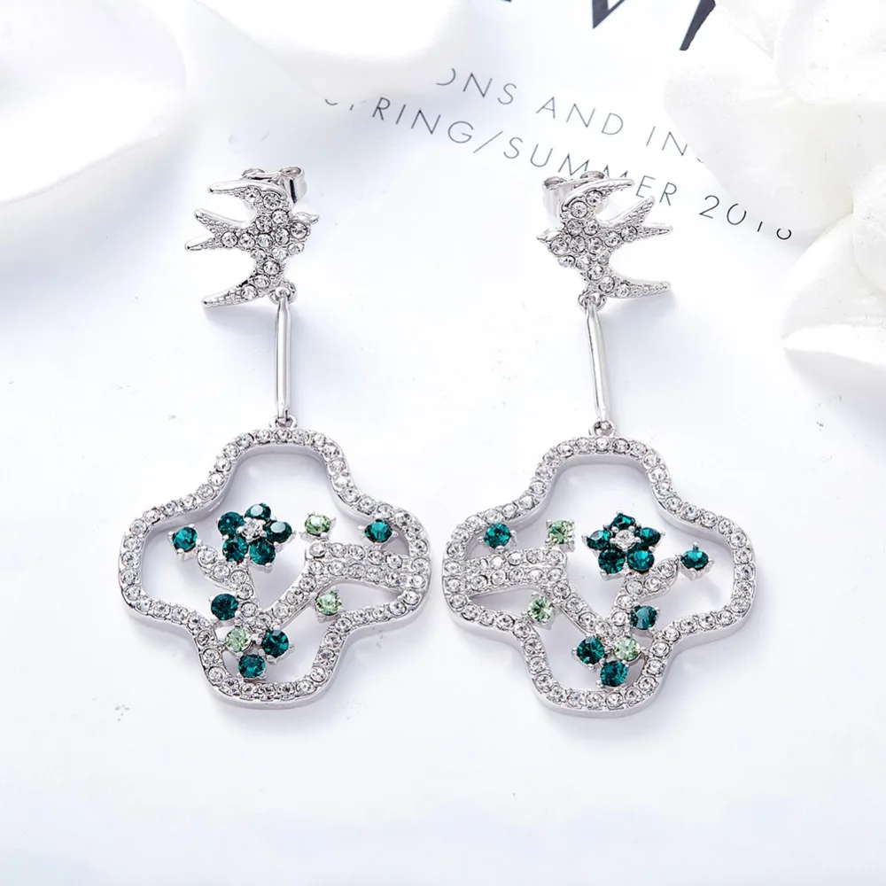 Panda100 подарок серьги-гвоздики для Для женщин S925 Серебро Swarovski crystal серьги для мамы красочные украшения серьги подруга
