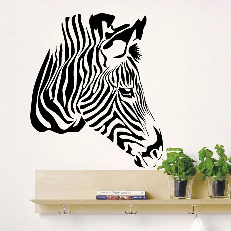 Home Interior Design Wall Stickers Head Of Zebra Wild Animals Vinyl Wall Decals Art Decor Living Room
