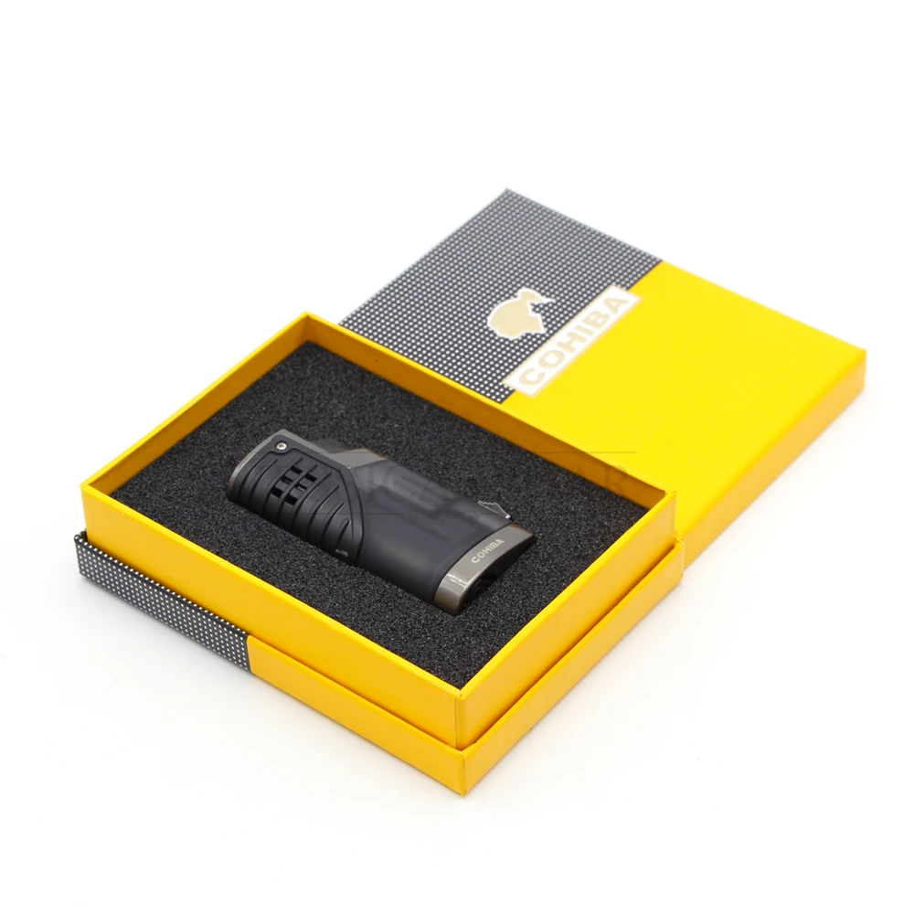 Пластиковая ветрозащитная карманная зажигалка COHIBA для сигар 3 факела