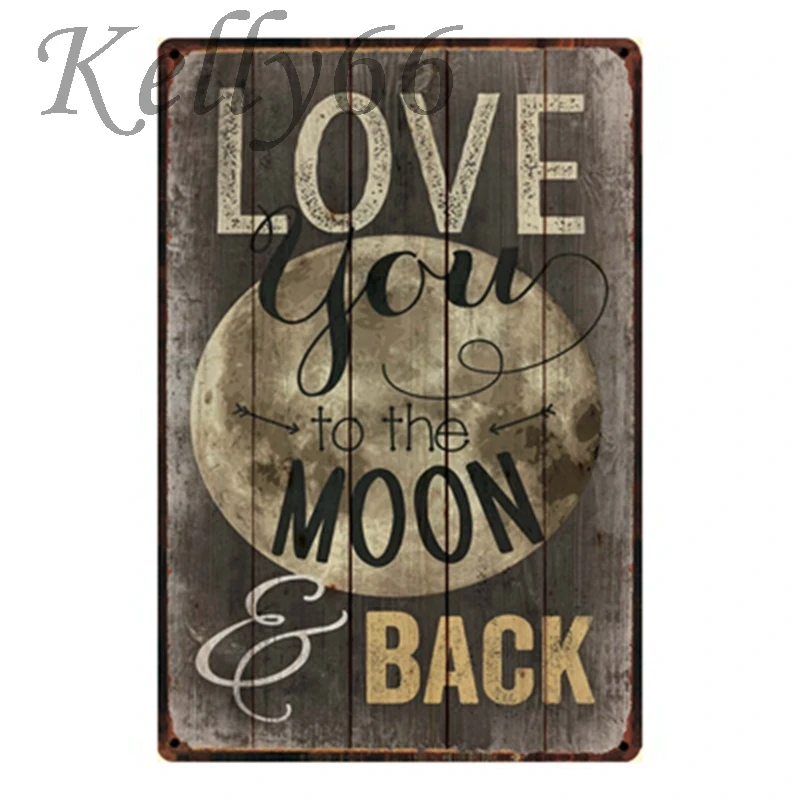 [Kelly66] Love you to the moon сзади Винтаж металлическая жестяная вывеска подарок домашний