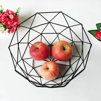 

storage Supples Creative Snacks Candy Desktop Bedroom Home Fruit Basket Decor European iron Hollow Black Storage