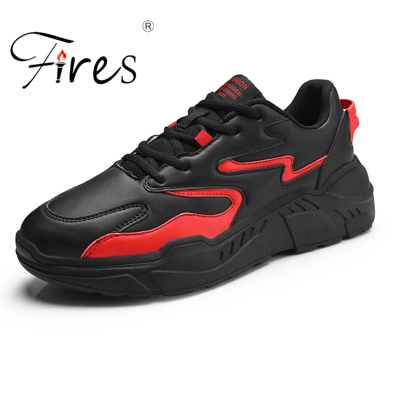 

2019 Arrival Autumn Men Middle heel Running Shoes Autumn winter Breathable PU Leather Outdoor Sport Vibration Damping Sneakers