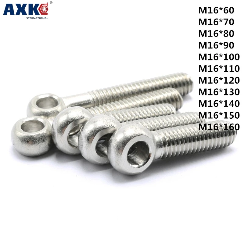 

AXK 1pcs 304 stainless steel joint bolts Slip knot screw Fish eye bolt Round head with hole screw M16*60-160mm
