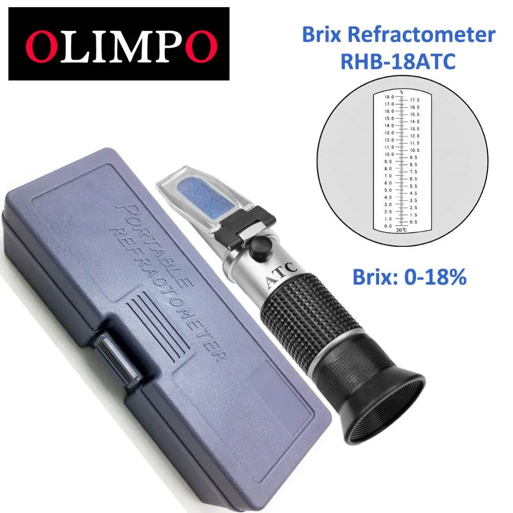 

OLIMPO Handheld refractometers 0-18% Brix meter metal mechanical Cutting fluid sugar food tester juice tomato sauce soft drink