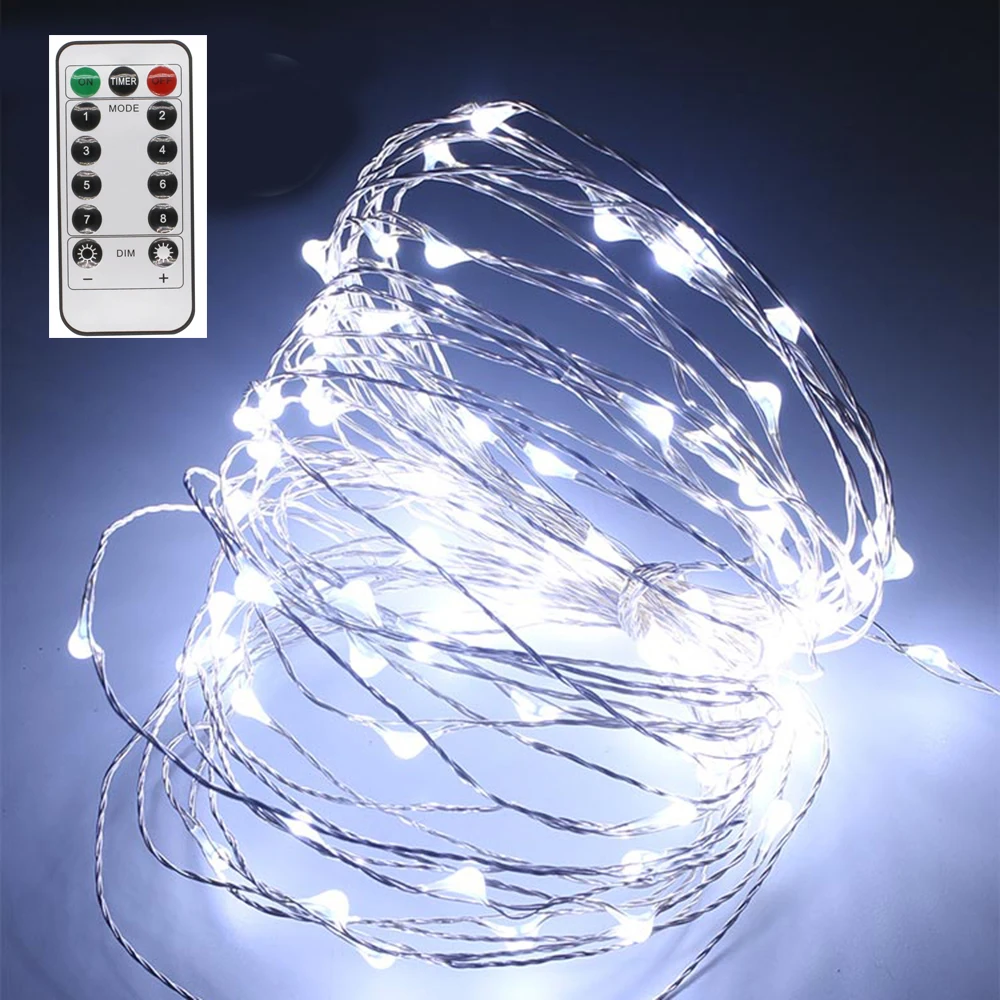 10M 100LEDs Fairy String Lights AA Battery Powered LED Copper Wire Garland With Remote