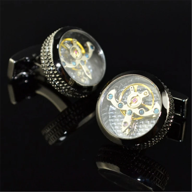 jewelry-shirt-cufflink-for-mens-4-colour-cuff-button-watch-Mechanical-movement-cuff-link-high-quality