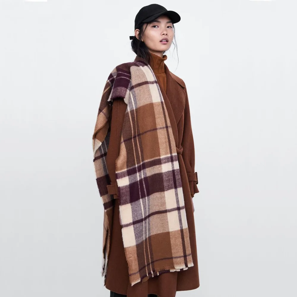 

[BQACCES] 2018 Winter Thick Warm Cashmere Like Scarves Women Tartan Plaid Acrylic Blanket Scarf Brand Pashmina Shawl Wraps