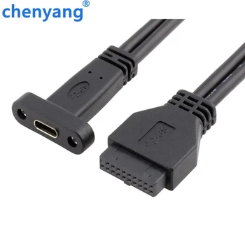 

50cm Type C USB-C Female to USB 3.0 Motherboard 20Pin Panel Mount Cable With Rear PCI Back Panel Expansion Bracket