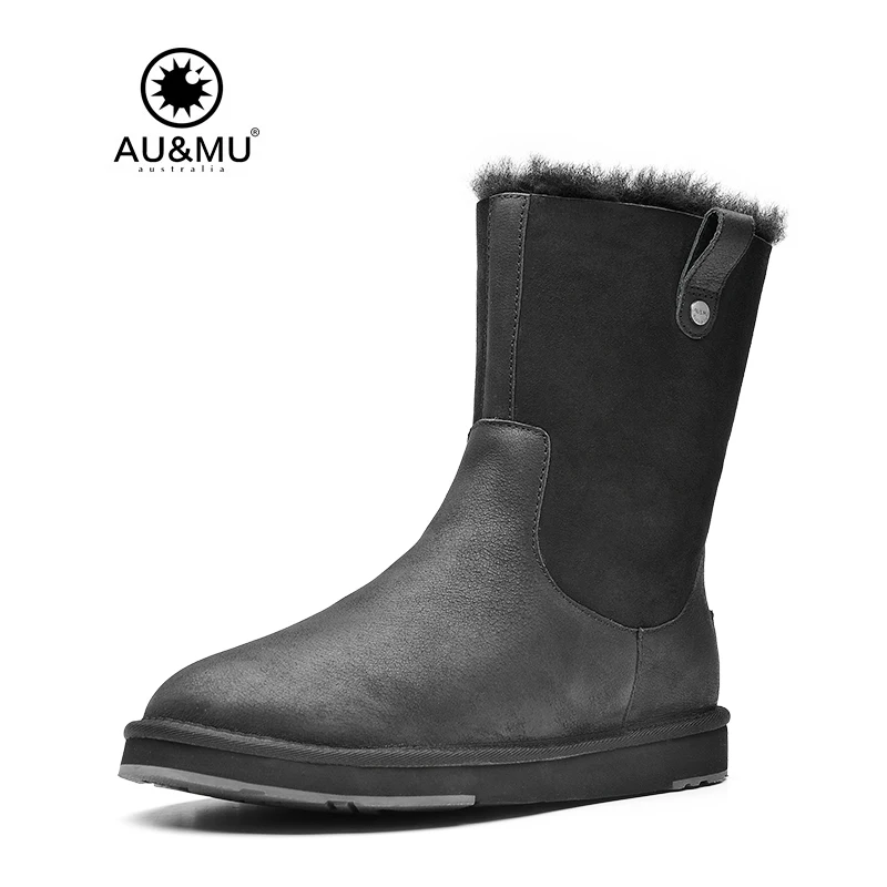 

2018 AUMU Australia Stylish Sheepskin Leather Thick Platform Winter Coldweather Snow Boots N393