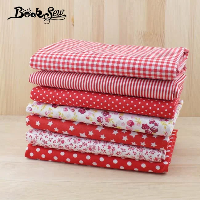 Booksew 50cmx50cm 7ks 100% bavlněná tkanina červená panenka hadřík Tilda pro šití patchwork Quilting Tissue textilie levné tecido