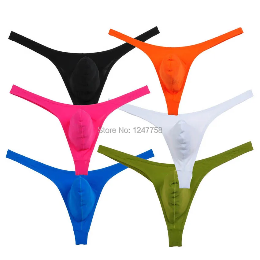 

Men's Enhance Bulge Pouch T-back Smooth Thongs Mini Bikinis Elastic Underwear