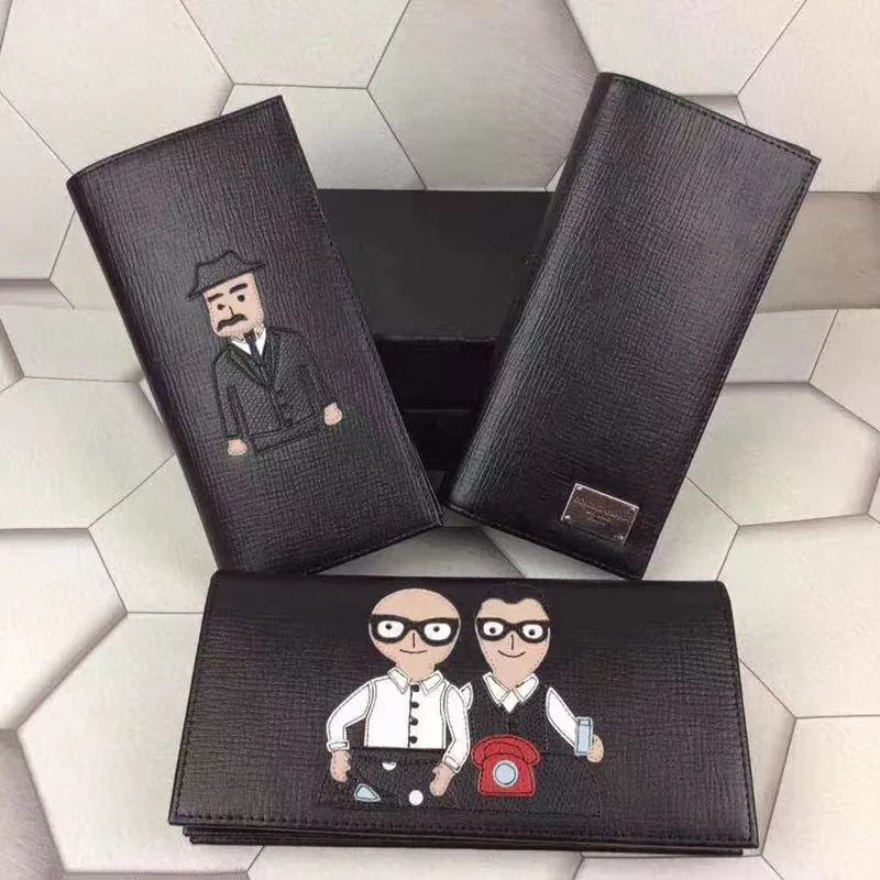2019 Time-limited Limited Short Genuine Leather D&ga Brand Togo Trends 's Mafia Collage Doll Embossed Maffia Wallet Leathrt