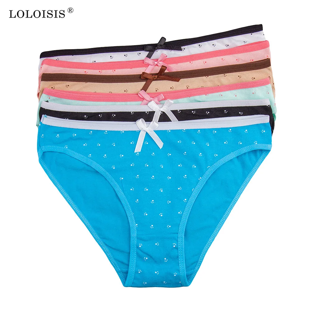 LOLOISIS Women Panties Pack Footprint Printed Cotton Ladies Underwear