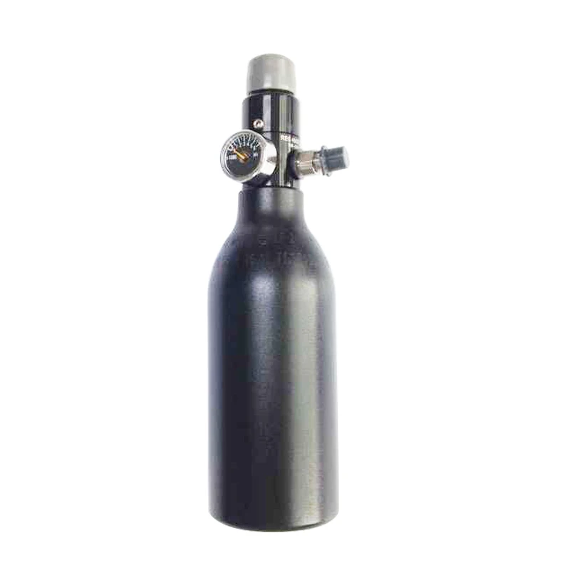 Пейнтбольный бак 0.20л 12CI HPA цилиндр 4500PSI Танки 300 бар воздушный флакон черный 5/8-18UNF резьба - Цвет: tank with regulator