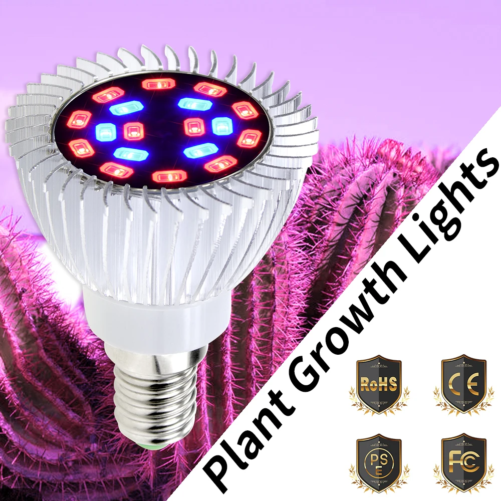 

E27 Plant Led Growing Lamp E14 Led Grow Light 20W Seedling Bulb Hydroponics Phytolamps 85-265V Led Light For Indoor Greenhouse