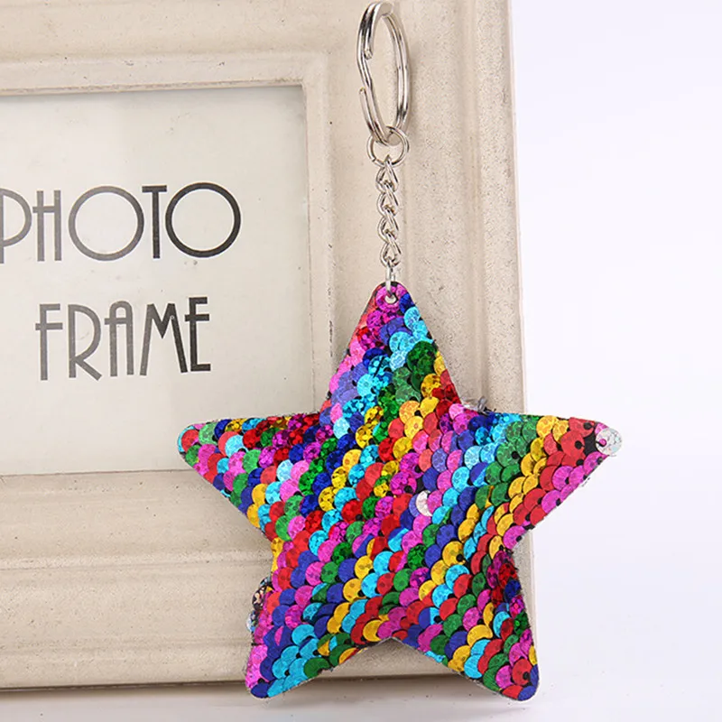 

Glitter Sequins Star Heart Key Chain Happy Birthday Wedding Christmas Gift Kids Toy Party Favors Girl Bag Ornaments Car Pendants