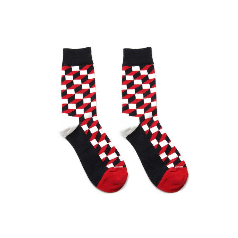 PEONFLY мужские носки смешные геометрические полосатые волны ромбовидная решетка винная строчка Harajuku Хип-хоп счастливые хлопковые носки