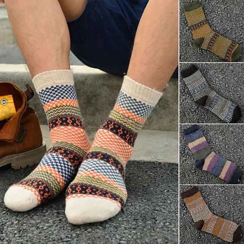 

Winter Men Cycling Socks Soft Thick Angora Cashmere Rabbit Wool Blend Warm Winter Sports Socks L2