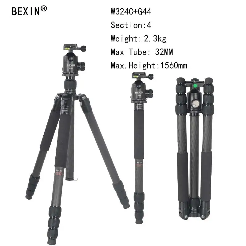 

Bexin Camera Professional Flexible carbon Fiber Traveling Tripod with Ball Head chang Monopod for DSLR Camera compact Tripod