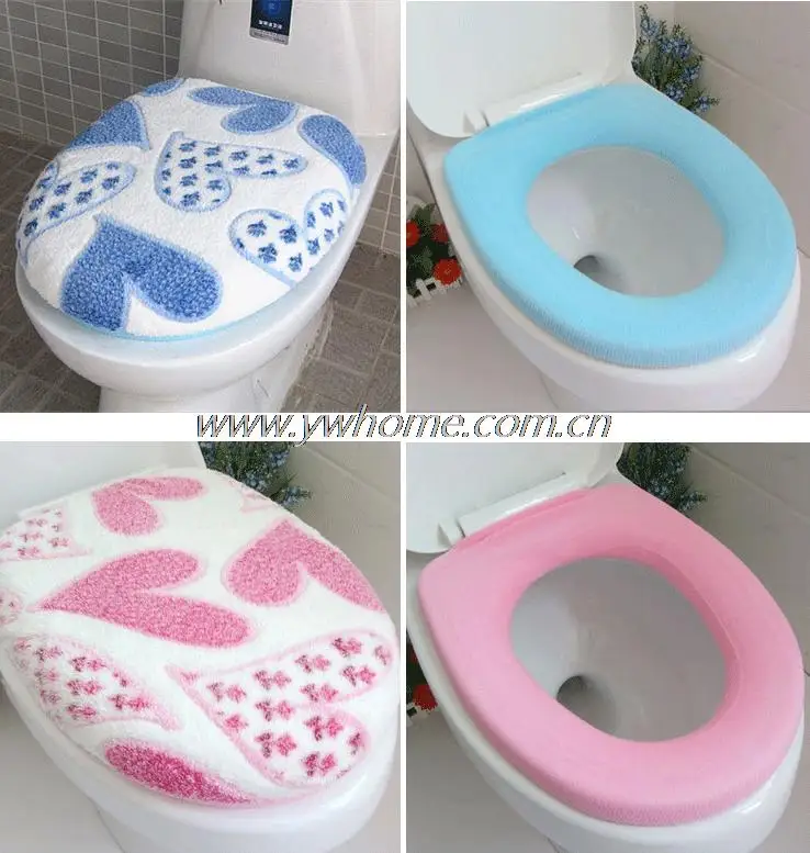 

1Set Soft Coral Fleece Heart Toilet Seat Lid Clean Washable Twin Top Cover+O-Type Toilet Seat Cover Bathroom Cushion Pad Mat Set