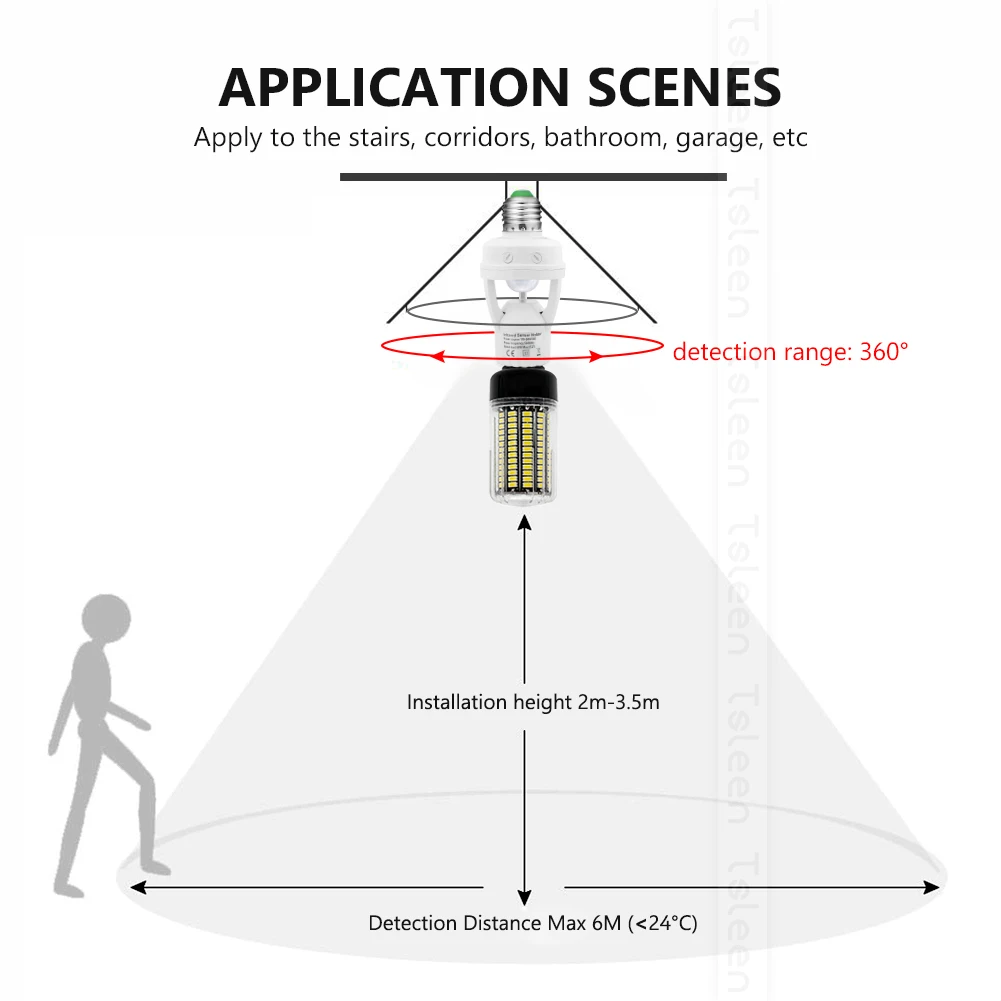 2/4 шт. 360 градусы 100-240 В ПИР Индукционная движения Сенсор ИК инфракрасный человеческое E27 розетка переключатель базы светодио дный держатель