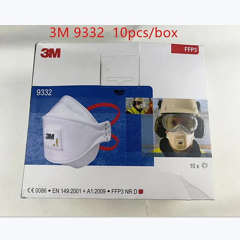 

10pc/box 3M 9332 Flat Folded Particulate Respirator With Exhalation Valve FFP3