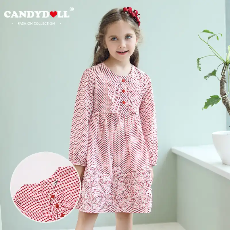 candydoll girls fall new dress classic round coll