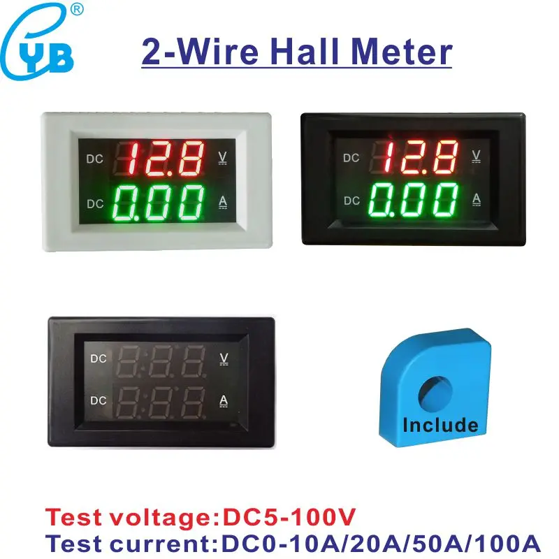 

YB4835HVA Hall DC Voltmeter Ammeter 0-10A 20A 50A 100A LED Voltage Current Digital Meter 5-100V Ampere 12V Volt Amp Amperemeter