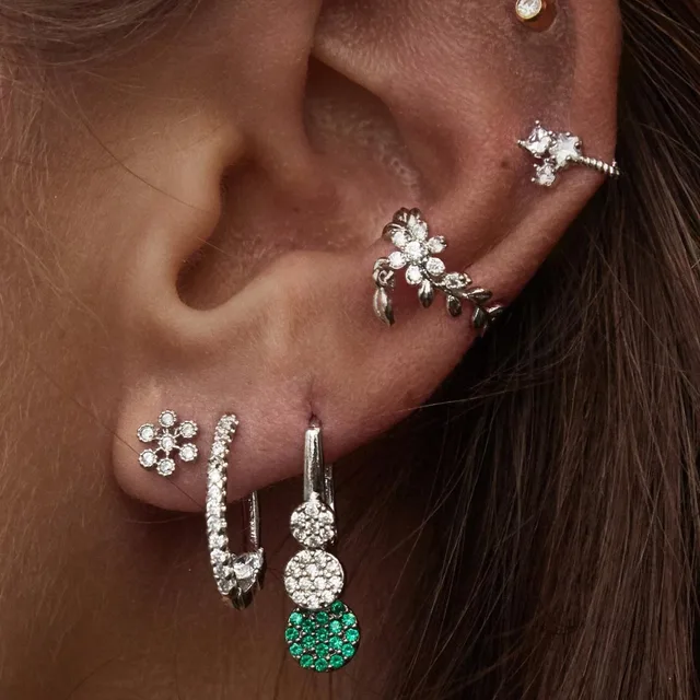 2018 Spring Cz Flower Leaf Leaves Earring Cuff Gold Silver Color No 2018 Spring Cz Flower Leaf Leaves Earring Cuff Gold Silver Color No Piercing Ear Clip
