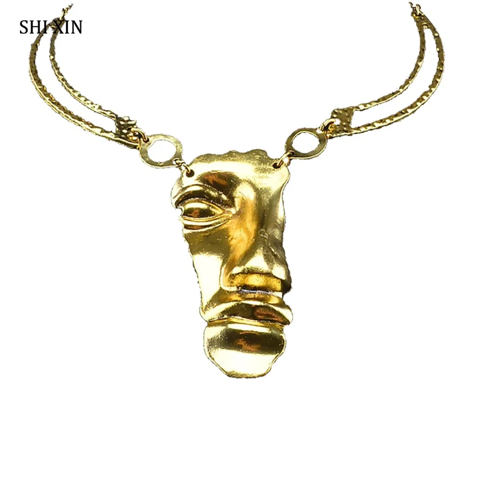 

SHIXIN Exaggerated Goth Big Torn Face Nose Pendant Choker Necklace Women Punk Fashion Jewelry Vintage Statement Collier Female