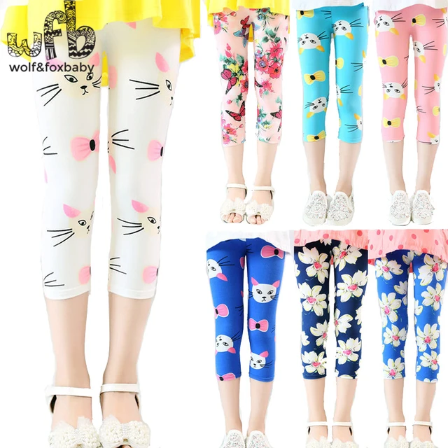 Retail 3-10years 10 Color Print Footless Girls Knee Length Capri Pants  Cropped Clothing Kids Leggings Children Summer Cool - Kids Pants & Capris -  AliExpress