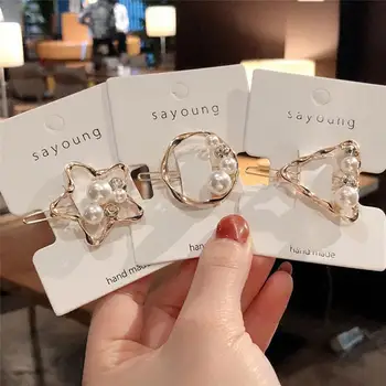 

Korean Style Pearl Hairpins Woman Barrettes Geometric Hair Clips Girls Hair Accessories Hair Grip Headwear BB Clips