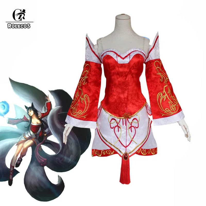 Костюм для косплея ROLECOS из игры LOL костюм Ahri Женский с вышивкой девятихвостой лисы