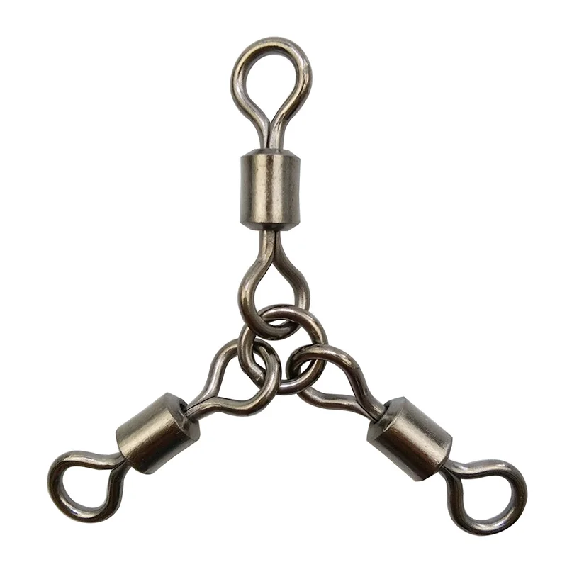 10pcs Heavy Three Way Rolling Fishing Swivel With Solid Ring Heavy Duty