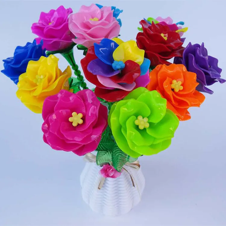 

1/piece Simulation Crystal Rose Toys for Children DIY Plastic Holding Flowers Crafts Kids Kits for Toys for Boys Girl Kids Toy